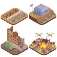 WWII Military Attack Isometric vector