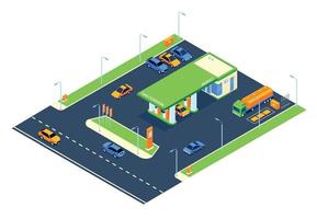 Gas Station Site Composition vector