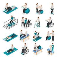 Physiotherapy And Rehabilitation Icons Set vector