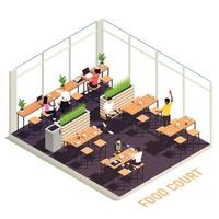 Food Court Colored And Isometric Composition vector