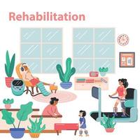 concepto de fisioterapia y rehabilitación vector