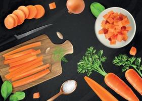 Realistic Carrot Chalkboard Composition vector