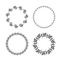 Illustration of collection of assorted circle shaped black frames made of plants on white isolated background vector