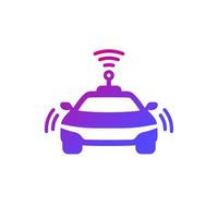 autonomous car icon on white, smart vehicle vector