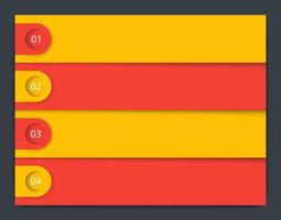 1,2,3,4 pasos, línea de tiempo con espacio vacío para texto, etiquetas, elementos infográficos en naranja y amarillo vector