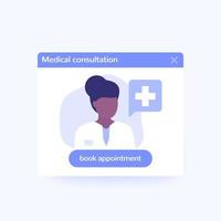 Online medical consultation, online doctor vector banner