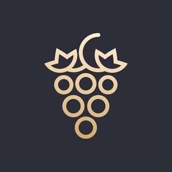 logotipo lineal de vector de uva