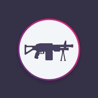 Machine gun icon, vector silhouette