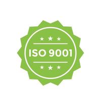 ISO 9001 badge, label vector