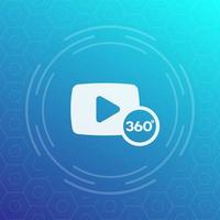 icono de video de 360 grados, símbolo vector