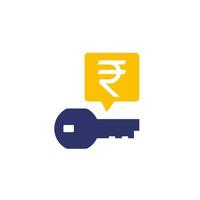 Key money icon with a rupee vector