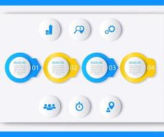 elementos infográficos de la línea de tiempo, iconos, etiquetas de pasos, diseño de informes comerciales vector