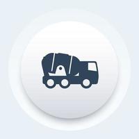 concrete truck round icon, vector illustration