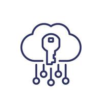 key to cloud line icon vector