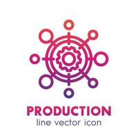 icono de línea de vector de producción sobre blanco