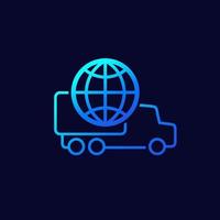 worldwide delivery with a truck icon vector