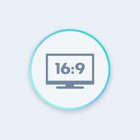 Widescreen Tv Icon, Sign, Aspect Ratio 16 9