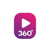 360 degrees video content vector icon over white