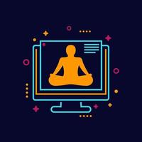 icono de entrenamiento de yoga en línea, vector