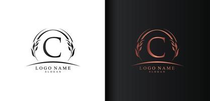 Abstract letter C logo design, luxury style letter logo, text C icon vector design