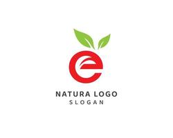 Abstract natural leaf, natural letter e logo, small letter e vector design