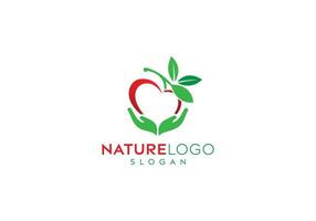 Apple fruits leaf logo vector design, leaf care logo, apple logo design, natural food vector logo design