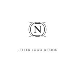 Abstract letter N logo design, minimalist style letter logo, text N icon vector design