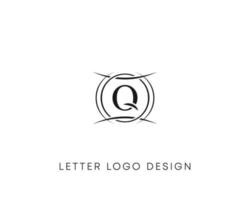 Abstract letter Q logo design, minimal style letter logo, text Q icon vector design
