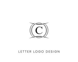 Abstract letter C logo design, minimalist style letter logo, text C icon vector design