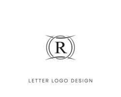 Abstract letter R logo design, minimalist style letter logo, text R icon vector design