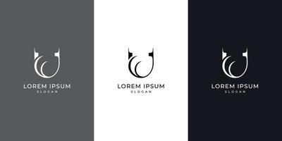 diseño de logotipo de letra u abstracto, logotipo de letra de estilo lujoso, diseño de icono de texto u vector