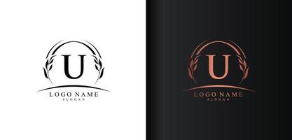 Abstract letter U logo design, luxury style letter logo, text U icon vector design