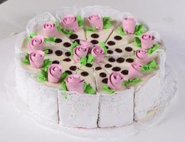 Cake with cream flowers photo