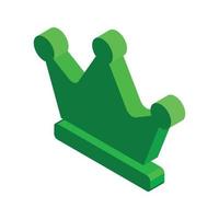 diseño de icono plano de corona 3d isométrica verde vector