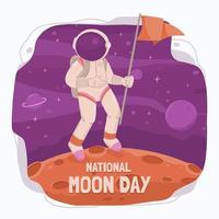 día nacional de la luna con astronauta en la luna vector