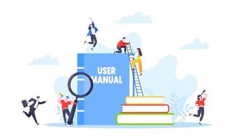 User manual guide book flat style design vector illustration.