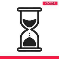 Black hourglass loading clock cursor icon sign graphic element flat style design vector illustration.