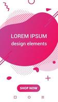 Modern vertical mobile liquid abstract shape gradient memphis style design fluid vector colorful illustration banner simple graphics for app, presentation, sale, brochure isolated on white background.