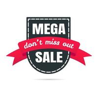 MEGA SALE best offer shield tag ribbon badge sale label concept template vector illustration isolated on white background. Web banners elements for website and advertising. Discount ribbon label.