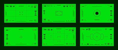 Green colored chroma key camera rec frame viewfinder overlay background screen flat style design vector illustration.