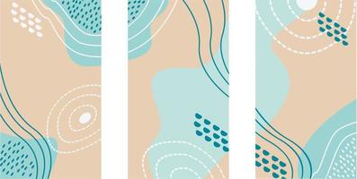 Vector set of modern abstract summer backgrounds.Fashionable templates for stories in social networks, wallpapers, banners, posters, covers.Background design in pastel colors for social networks.