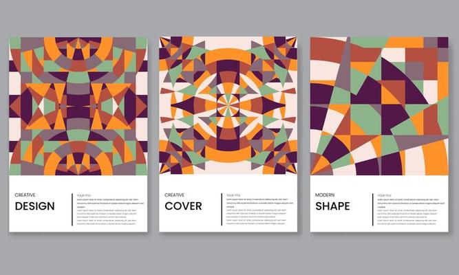 Set of geometric covers. Collection of cool vintage covers. Abstract shapes compositions. Vector.