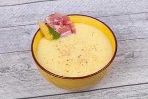 Cheese soup with bacon photo