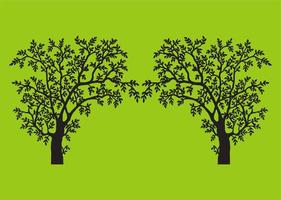 Black tree on green background vector