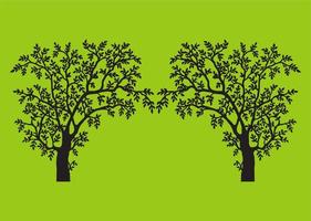 Black tree on green background vector