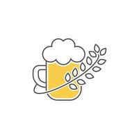 vector de plantilla de ilustración de diseño de logotipo de icono de cerveza