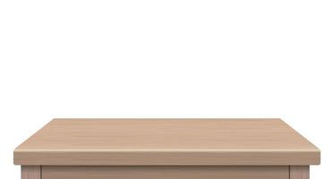 Empty wooden table side view of free space, For your copy branding. Used for display or montage products. Vintage style concept. Wood brown realistic surface isolated on white background. 3D Vector. vector