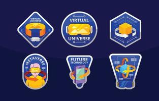 paquete de conjunto de insignias de tecnología de universo virtual vector