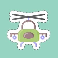Sticker line cut Military Helicopter. suitable for Education symbol. simple design editable. design template vector. simple illustration vector