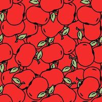 patrón de manzanas. patrón de garabato sin costuras con manzanas rojas. ilustración vectorial coloreada con manzanas rojas vector